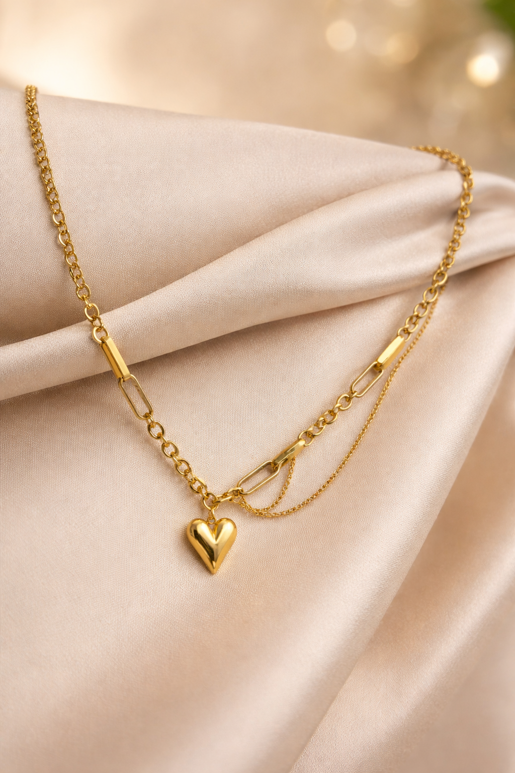Heart drop drop heavy necklace