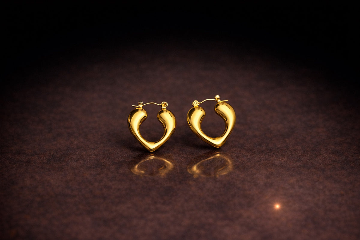 Gold heart hoop earrings