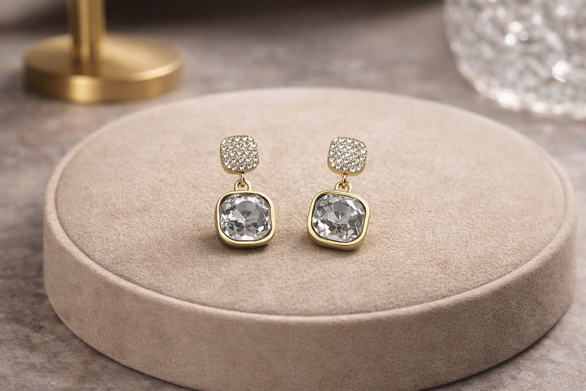 Square Crystal drop earrings