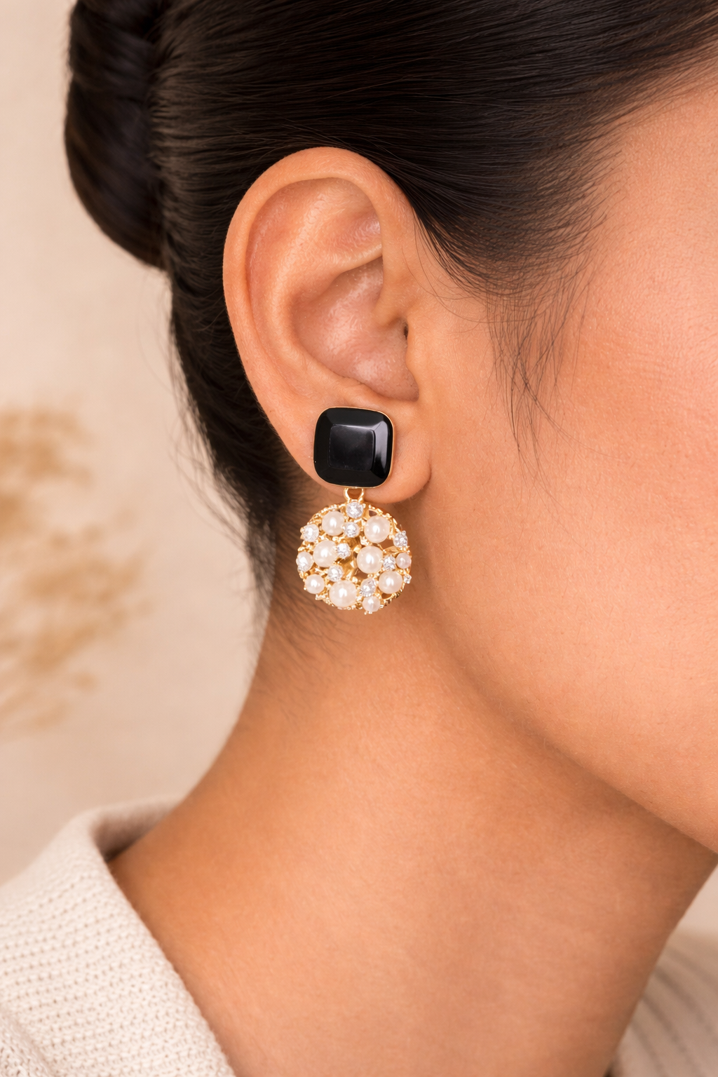 Black onyx drop earrings