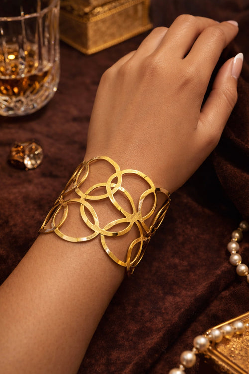 Geometric Lattice Cuff Bracelet