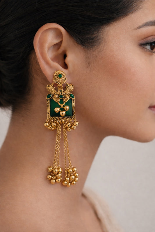 Green Drop Kashmiri style Jhumka