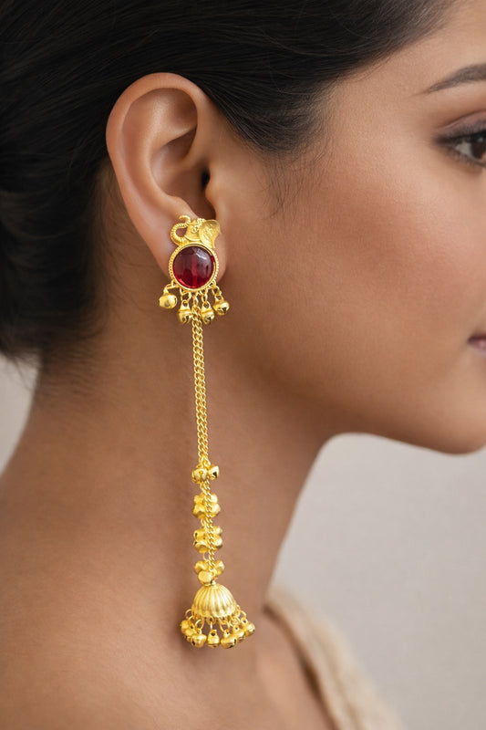 Long Gold Drop Kashmiri style Jhumka