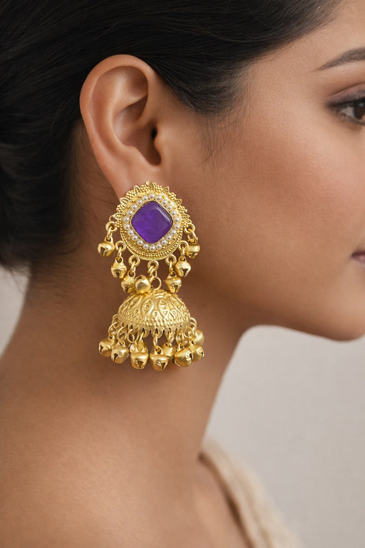 Purple Enamel Kashmiri style Jhumka