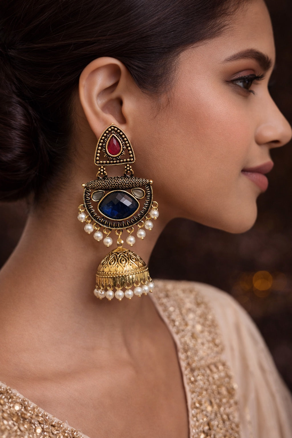Mirror Work Kashmiri style Jhumka