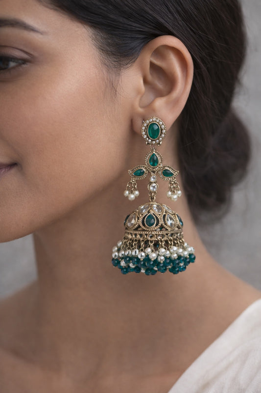 Green Crystal Drop Earring