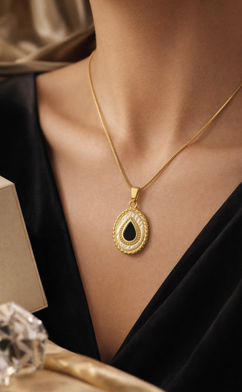 Vintage Oval shaped enamel pendant