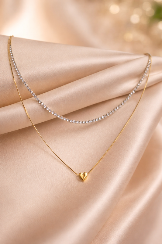 Tennis and heart double layer chain