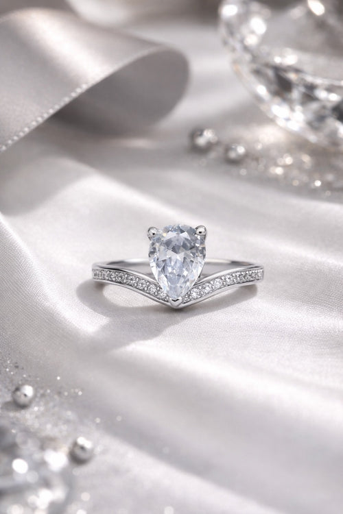 Silver Pear Cut Solitaire