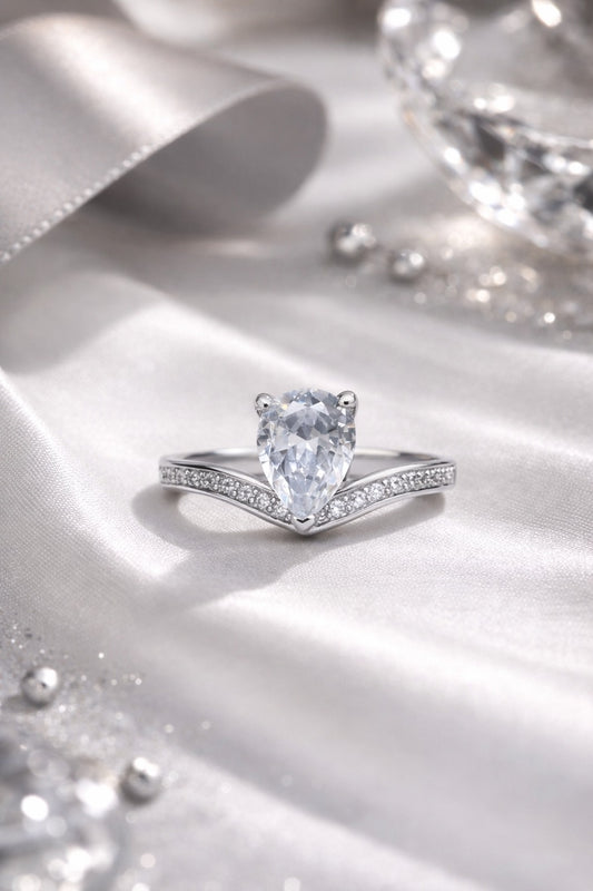 Silver Pear Cut Solitaire