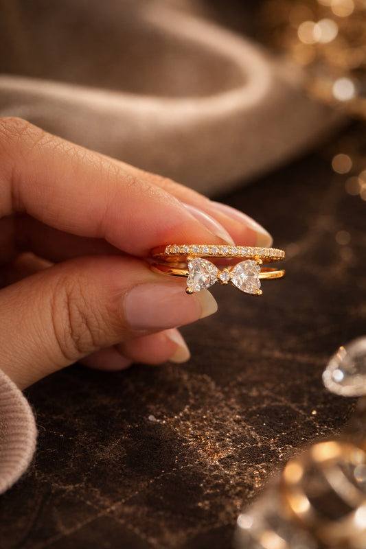Crystal Bow Stack ring