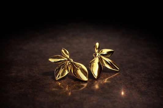 Gold petal earrings
