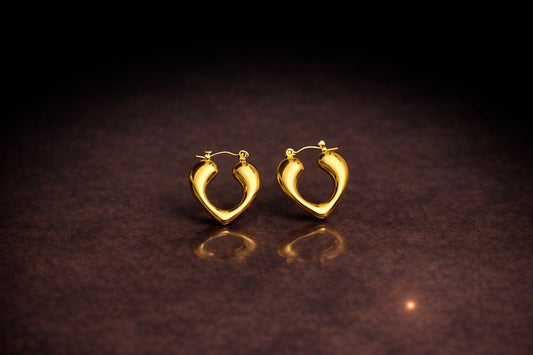 Gold heart hoop earrings