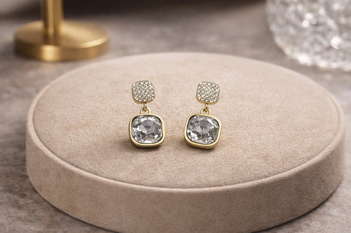 Square Crystal drop earrings