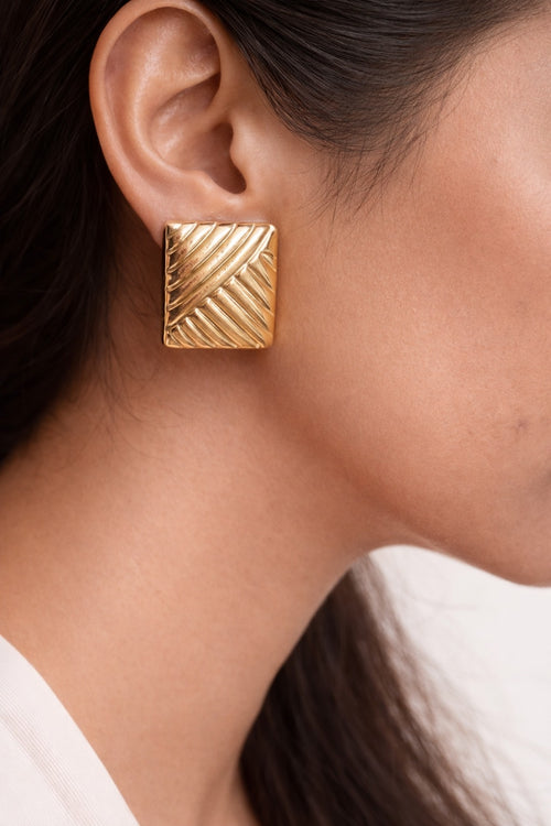 Textured rectangular earrings