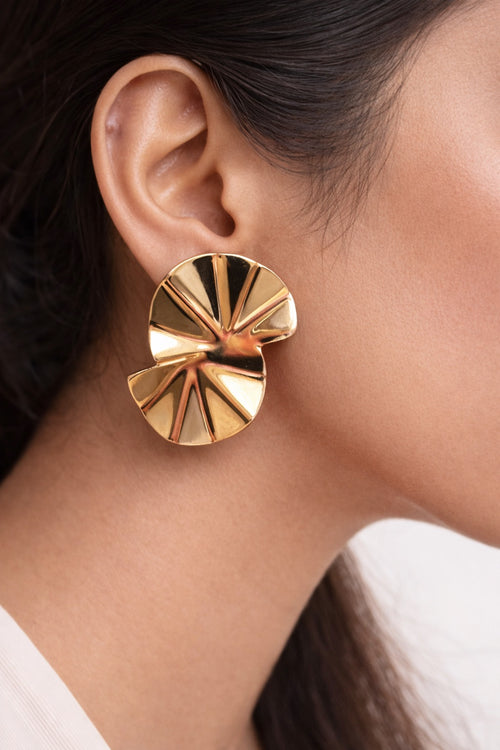 Abstract fan shaped earrings