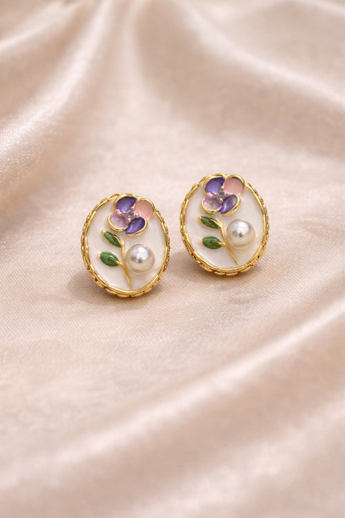 Enamel detailed earrings
