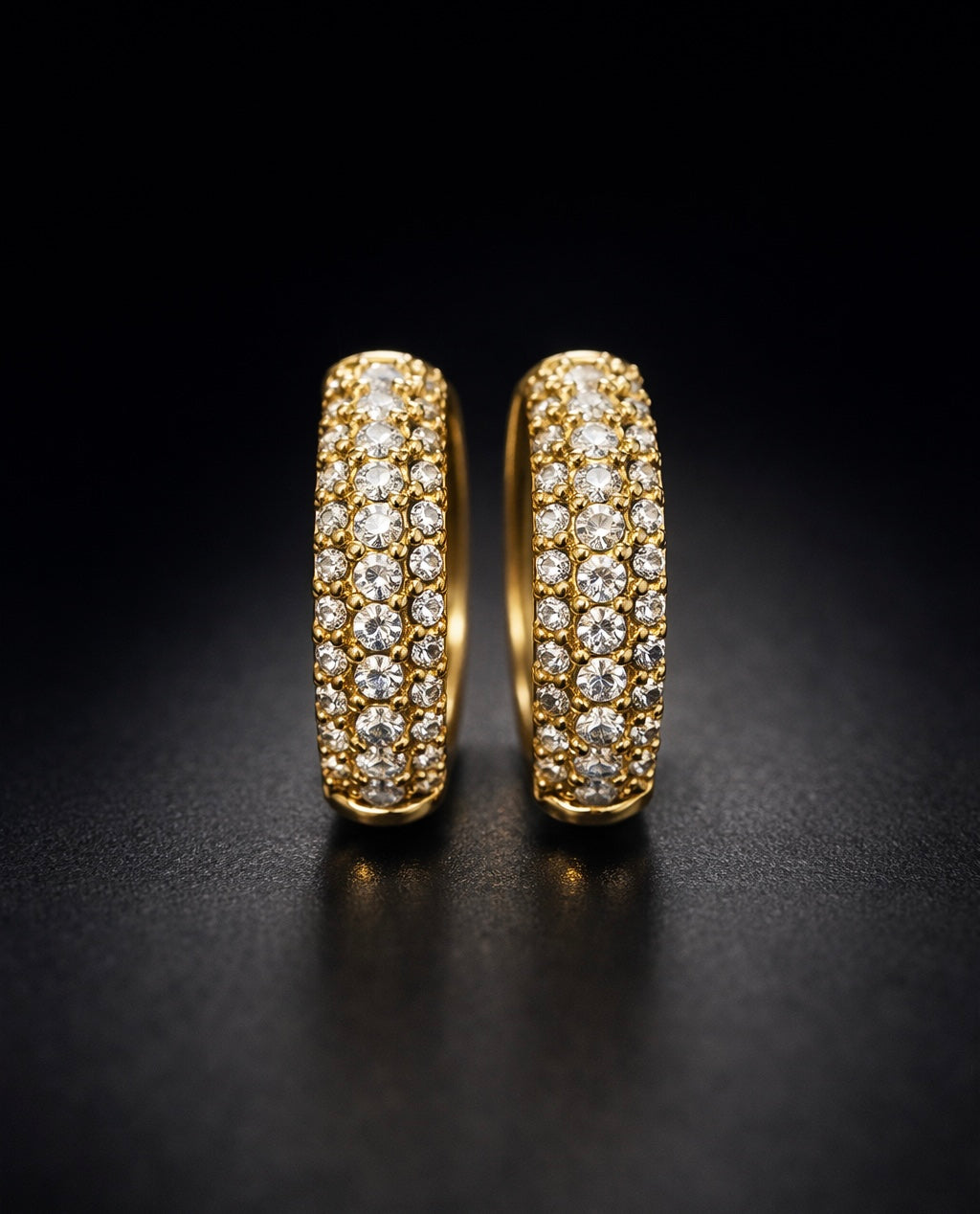 Wide ribbed studded hoops