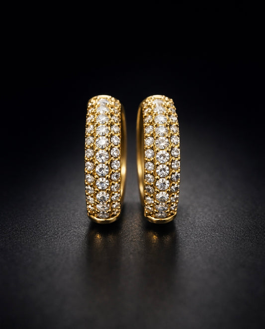 Wide ribbed studded hoops