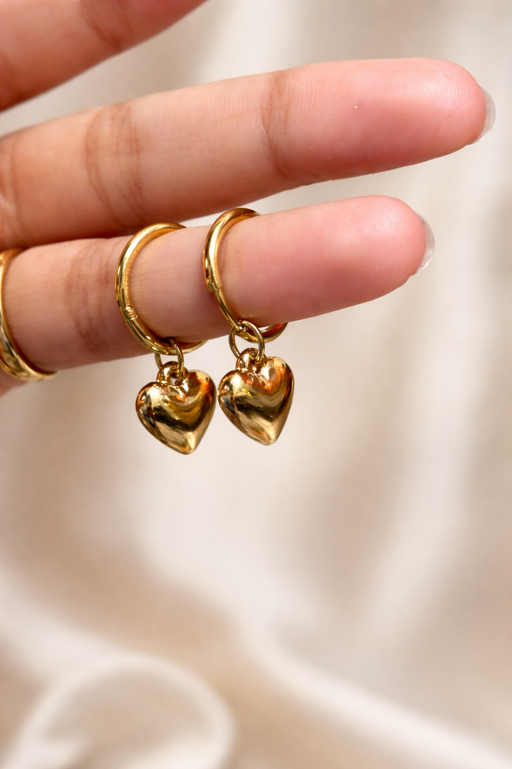 Layered drop heart hoops (convertible)